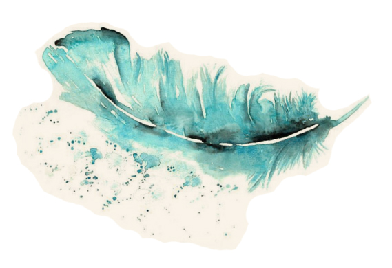 teal feather watercolor image